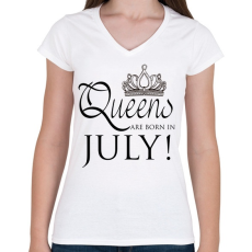 PRINTFASHION Queens - Női V-nyakú póló - Fehér