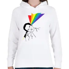 PRINTFASHION Quentin - Női kapucnis pulóver - Fehér női pulóver, kardigán