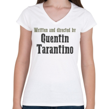 PRINTFASHION Quentin Tarantino - Női V-nyakú póló - Fehér női póló