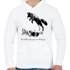 PRINTFASHION Quick brown fox - Férfi kapucnis pulóver - Fehér férfi pulóver, kardigán