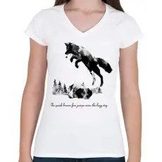 PRINTFASHION Quick brown fox - Női V-nyakú póló - Fehér