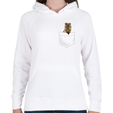 PRINTFASHION Quokka zsebben - Női kapucnis pulóver - Fehér női pulóver, kardigán