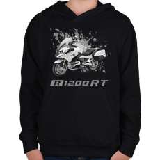 PRINTFASHION R1200RT fehér motor - Gyerek kapucnis pulóver - Fekete