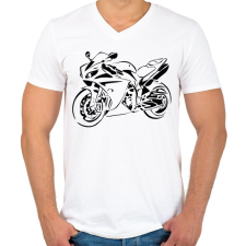 PRINTFASHION R1 - Férfi V-nyakú póló - Fehér férfi póló