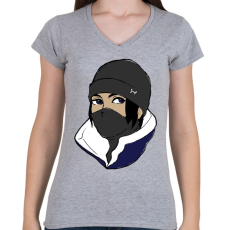 PRINTFASHION R6 Frost - Női V-nyakú póló - Sport szürke