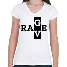 PRINTFASHION R A V/G E - Női V-nyakú póló - Fehér