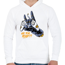 PRINTFASHION R U ready? - Férfi kapucnis pulóver - Fehér férfi pulóver, kardigán