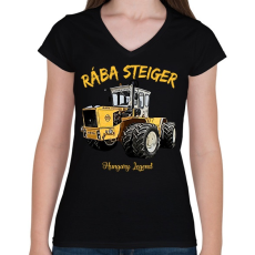 PRINTFASHION Rába steiger  - Női V-nyakú póló - Fekete