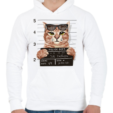 PRINTFASHION Rabosított macska - Férfi kapucnis pulóver - Fehér férfi pulóver, kardigán