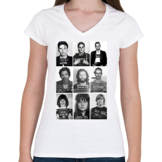 PRINTFASHION Rács mögött. - Női V-nyakú póló - Fehér