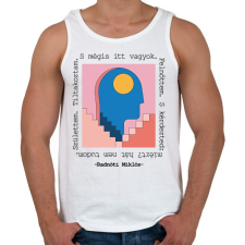 PRINTFASHION Radnóti Miklós - Születtem. Tiltakoztam. - Férfi atléta - Fehér atléta, trikó