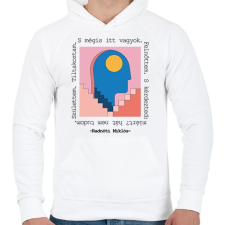 PRINTFASHION Radnóti Miklós - Születtem. Tiltakoztam. - Férfi kapucnis pulóver - Fehér férfi pulóver, kardigán