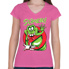 PRINTFASHION Ragacs - Női V-nyakú póló - Rózsaszín