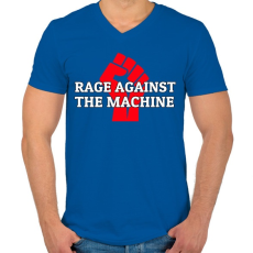 PRINTFASHION Rage against - Férfi V-nyakú póló - Királykék