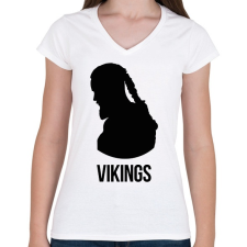PRINTFASHION Ragnar - Vikings - Női V-nyakú póló - Fehér női póló