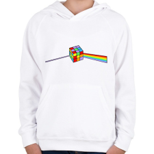 PRINTFASHION Rainbow cube - Gyerek kapucnis pulóver - Fehér gyerek pulóver, kardigán