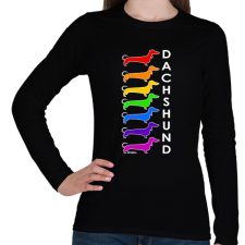 PRINTFASHION Rainbow dachshund - Női hosszú ujjú póló - Fekete női póló
