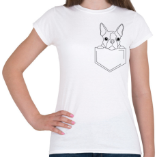 PRINTFASHION Rajzolt Boston terrier zsebben - Női póló - Fehér