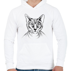 PRINTFASHION Rajzolt macska - Férfi kapucnis pulóver - Fehér