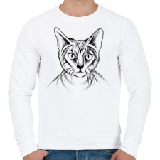 PRINTFASHION Rajzolt macska - Férfi pulóver - Fehér férfi pulóver, kardigán
