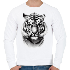 PRINTFASHION Rajzolt tigris  - Férfi pulóver - Fehér férfi pulóver, kardigán