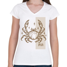 PRINTFASHION Rák horoszkóp - Női V-nyakú póló - Fehér női póló