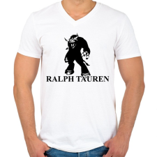 PRINTFASHION Ralph Tauren - Férfi V-nyakú póló - Fehér férfi póló