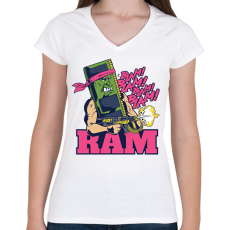 PRINTFASHION Rambo RAM - Női V-nyakú póló - Fehér