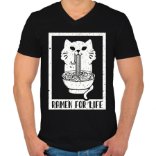 PRINTFASHION Ramen for life - Férfi V-nyakú póló - Fekete férfi póló