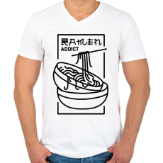 PRINTFASHION Ramen függő - Férfi V-nyakú póló - Fehér