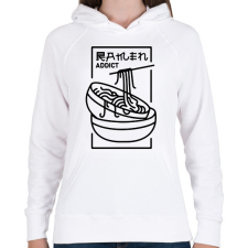 PRINTFASHION Ramen függő - Női kapucnis pulóver - Fehér női pulóver, kardigán