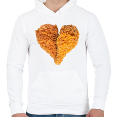 PRINTFASHION Rántott csirkecomb szív - Férfi kapucnis pulóver - Fehér