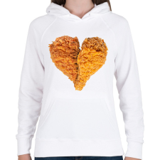 PRINTFASHION Rántott csirkecomb szív - Női kapucnis pulóver - Fehér női pulóver, kardigán