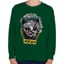 PRINTFASHION Rap medve - Gyerek pulóver - Sötétzöld gyerek pulóver, kardigán