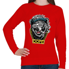 PRINTFASHION Rap medve - Női pulóver - Piros női pulóver, kardigán