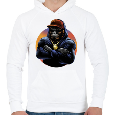 PRINTFASHION Rapper gorilla - Férfi kapucnis pulóver - Fehér férfi pulóver, kardigán