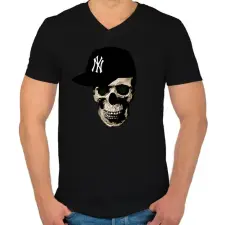 PRINTFASHION rapper skull - Férfi V-nyakú póló - Fekete férfi póló