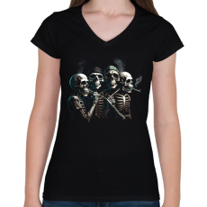 PRINTFASHION Rapper skulls - Női V-nyakú póló - Fekete