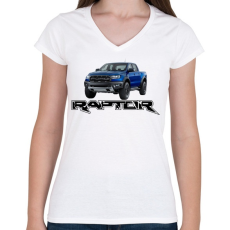 PRINTFASHION Raptor - Női V-nyakú póló - Fehér