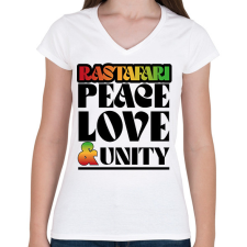 PRINTFASHION Rastafari - Női V-nyakú póló - Fehér női póló
