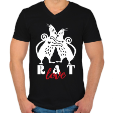 PRINTFASHION Rat love - Férfi V-nyakú póló - Fekete férfi póló
