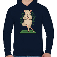 PRINTFASHION Rat yoga - Férfi kapucnis pulóver - Sötétkék férfi pulóver, kardigán