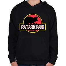 PRINTFASHION Ratassic Park - Gyerek kapucnis pulóver - Fekete
