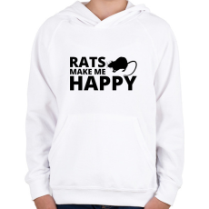 PRINTFASHION Rats make me happy - Gyerek kapucnis pulóver - Fehér