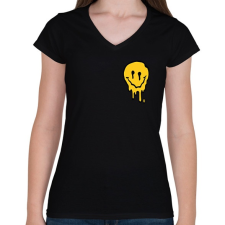 PRINTFASHION Rave Smile - Női V-nyakú póló - Fekete női póló
