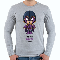 PRINTFASHION Raven - Fortnite Season 6 - Férfi hosszú ujjú póló - Sport szürke