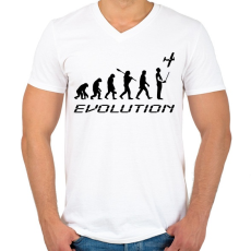 PRINTFASHION RC-Evolúció fekete - Férfi V-nyakú póló - Fehér