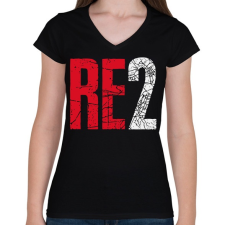 PRINTFASHION RE 2 - Női V-nyakú póló - Fekete női póló