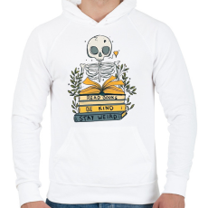 PRINTFASHION Read books Be kind Stay weird - Férfi kapucnis pulóver - Fehér