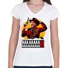 PRINTFASHION Read Dead Redemption - Női V-nyakú póló - Fehér